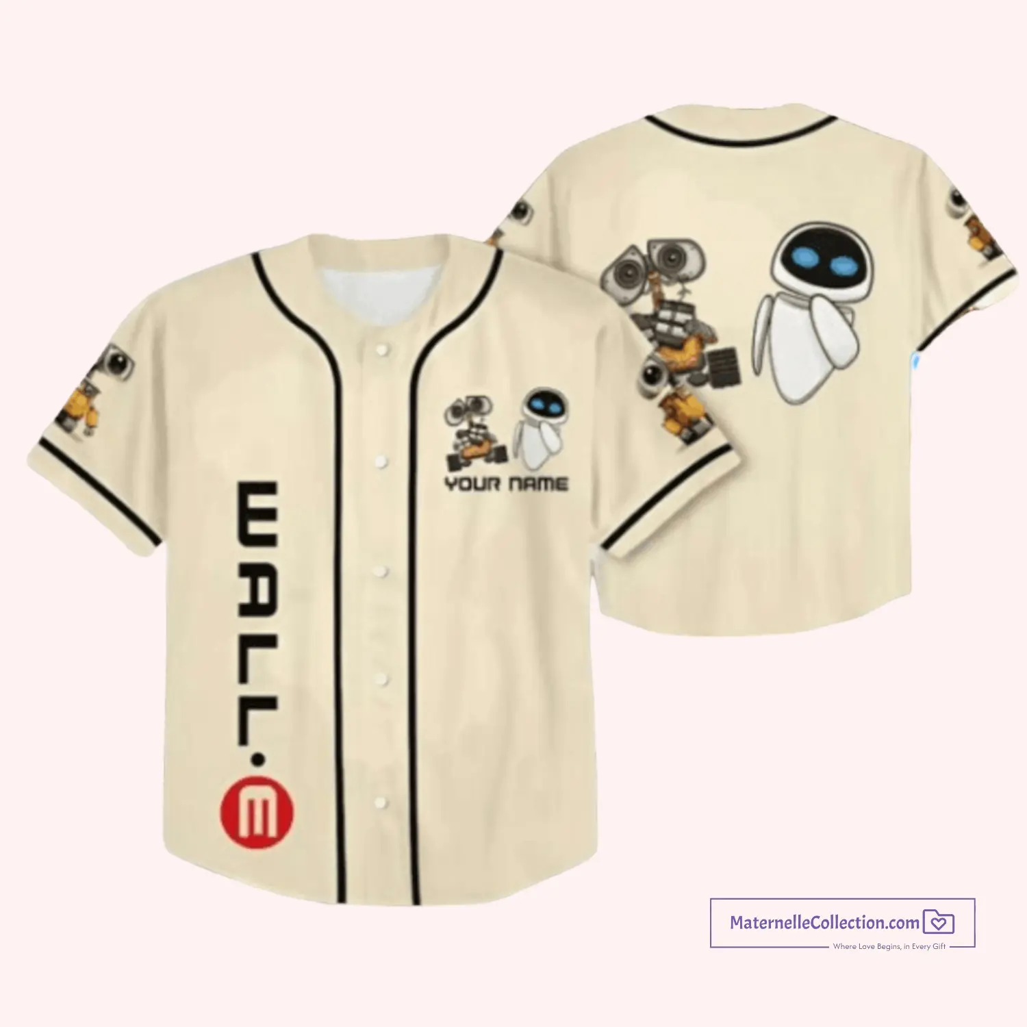 personalized disney wall e and eve baseball jersey